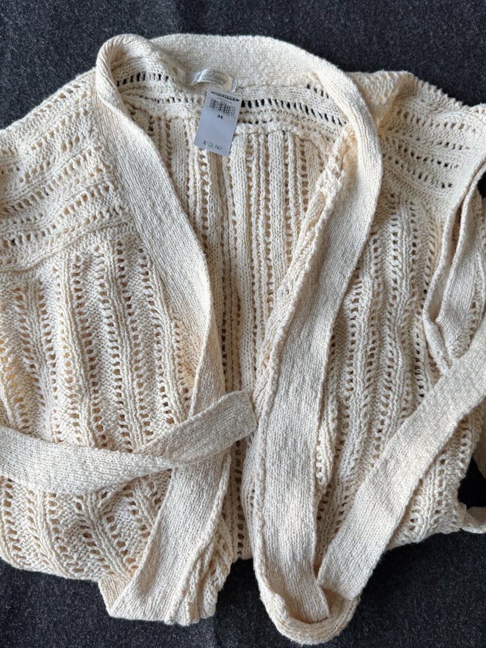NWT Old Navy 3X Cream Chunky Knit Belted Long Cardigan Sweater
